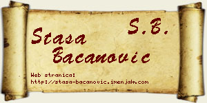 Staša Bacanović vizit kartica